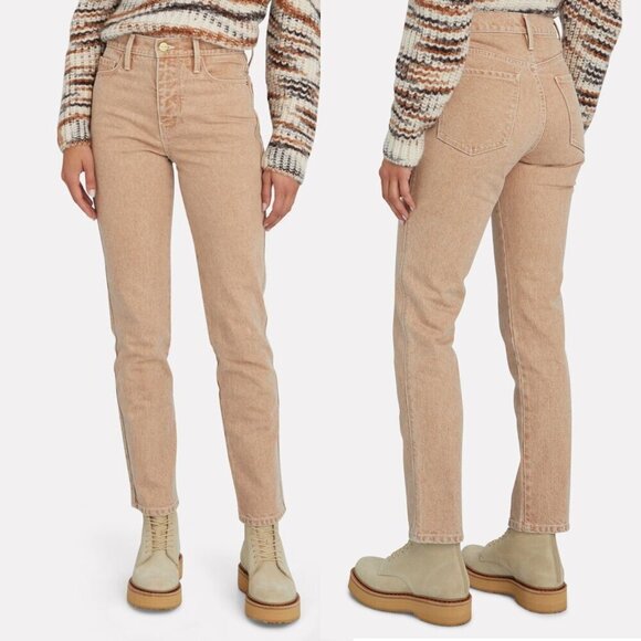 FRAME Le Sylvie Slender Straight-Leg Jeans Tan 21924 - Picture 1 of 15
